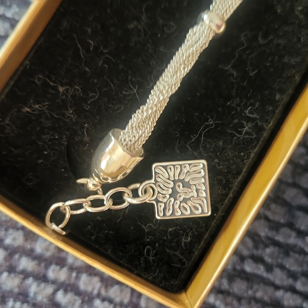 Anne Klein silver, multi strand, station, chain bracelet